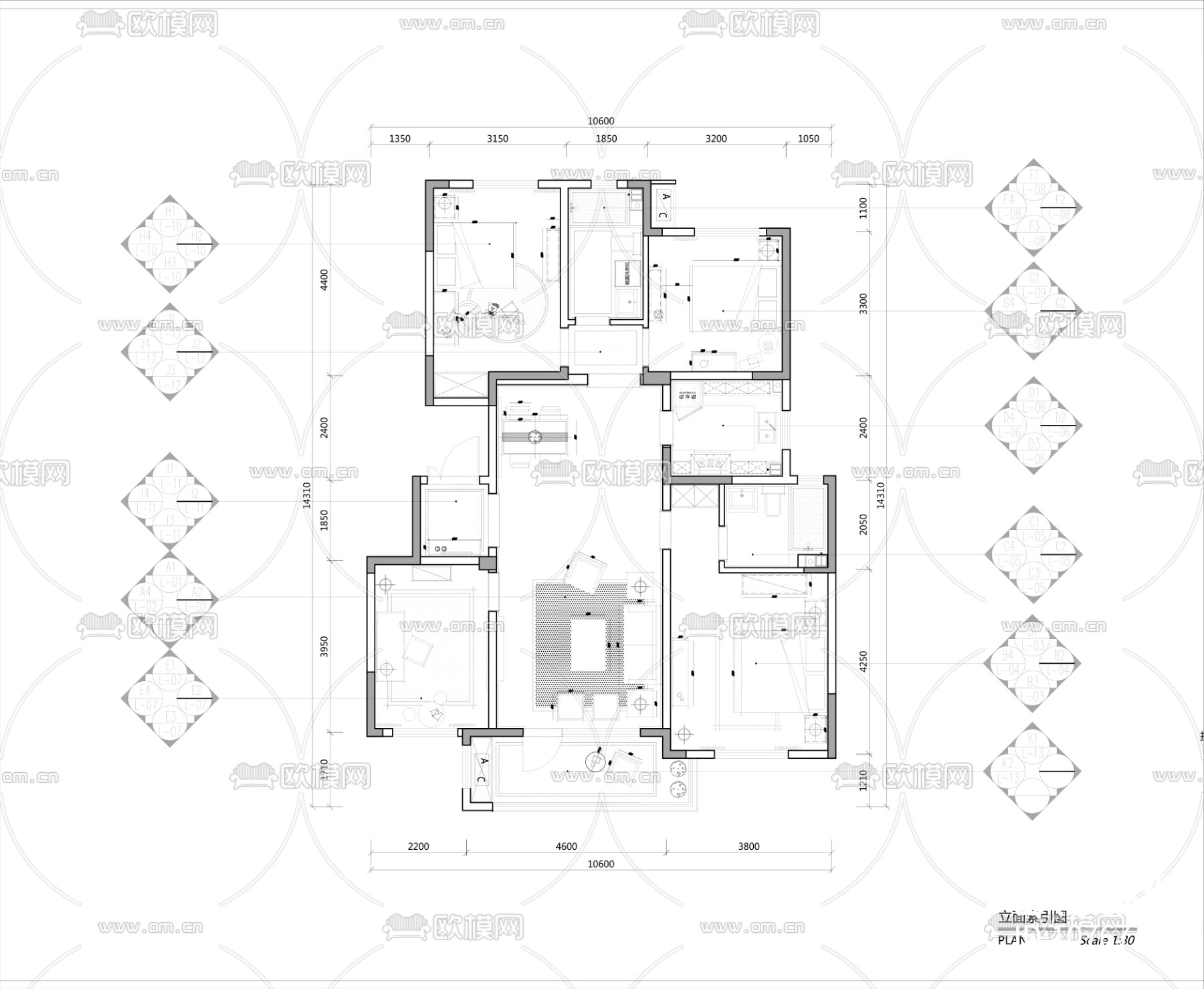 法式风格样板房下载（渲染图4）