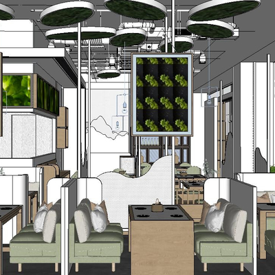  现代西餐厅su模型 