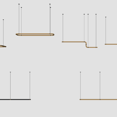  现代金属办公吊灯su模型 