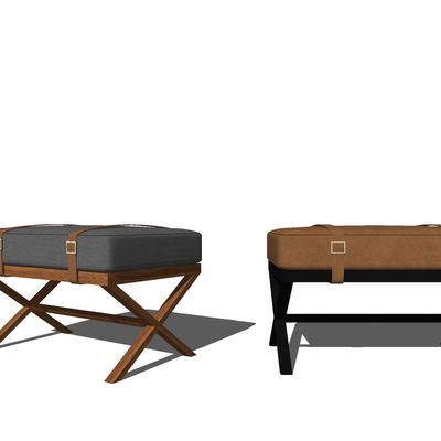  现代布艺脚踏su模型 