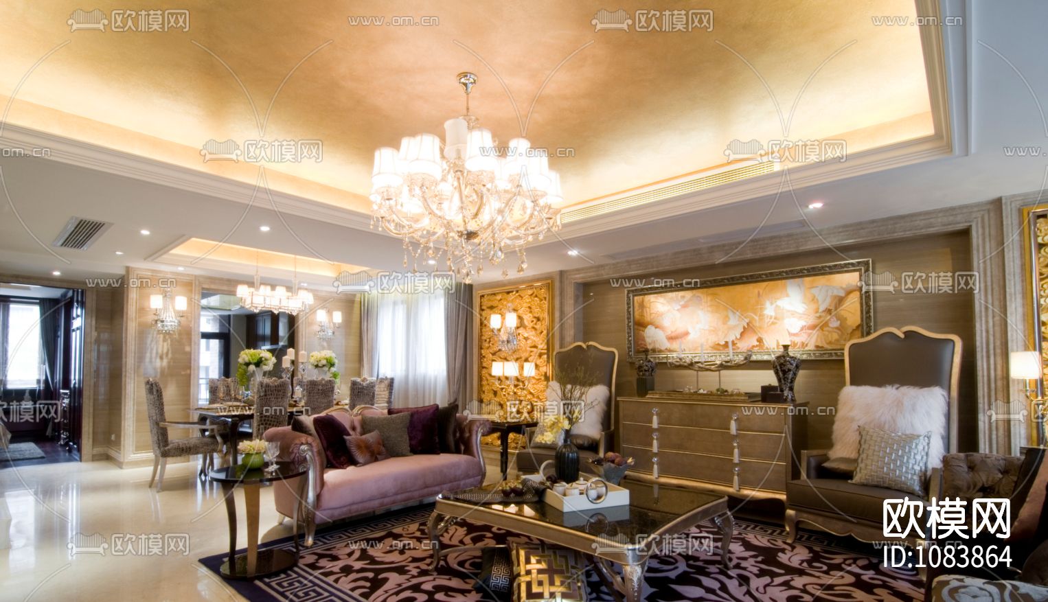 [福建]福州泰禾红裕样板房装饰设计施工图+实景拍摄下载（渲染图2）