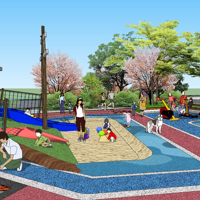  现代儿童游乐场su模型 