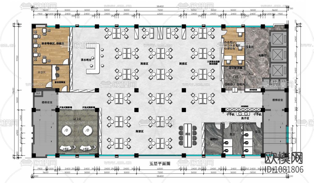 家属职工员工活动中心设计施工图下载（渲染图1）