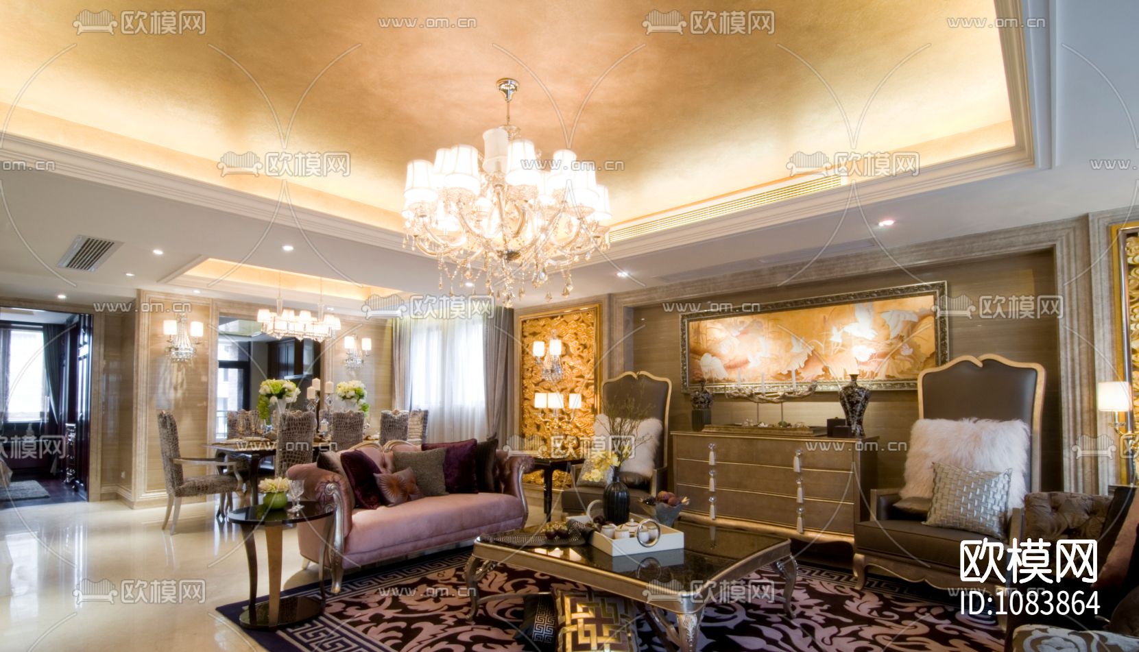 [福建]福州泰禾红裕样板房装饰设计施工图+实景拍摄下载（渲染图3）