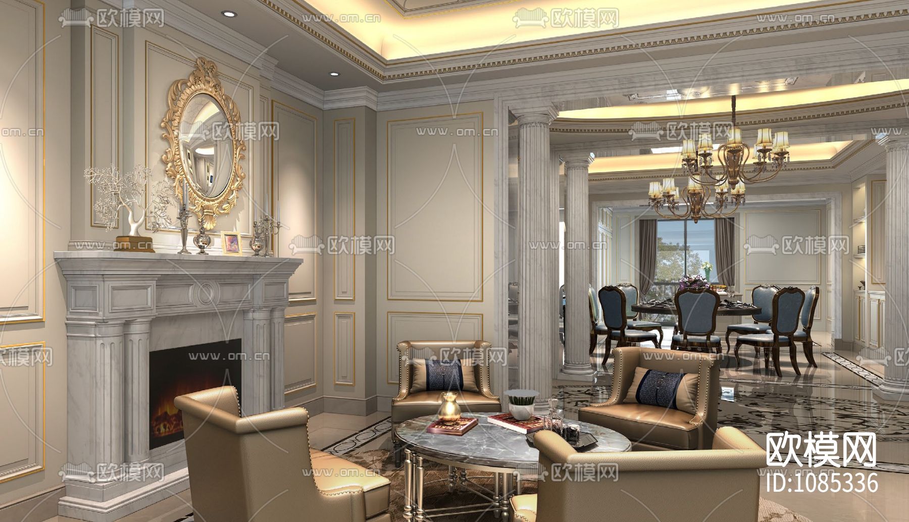 大连维多利亚公馆 D1户型样板间下载（渲染图4）