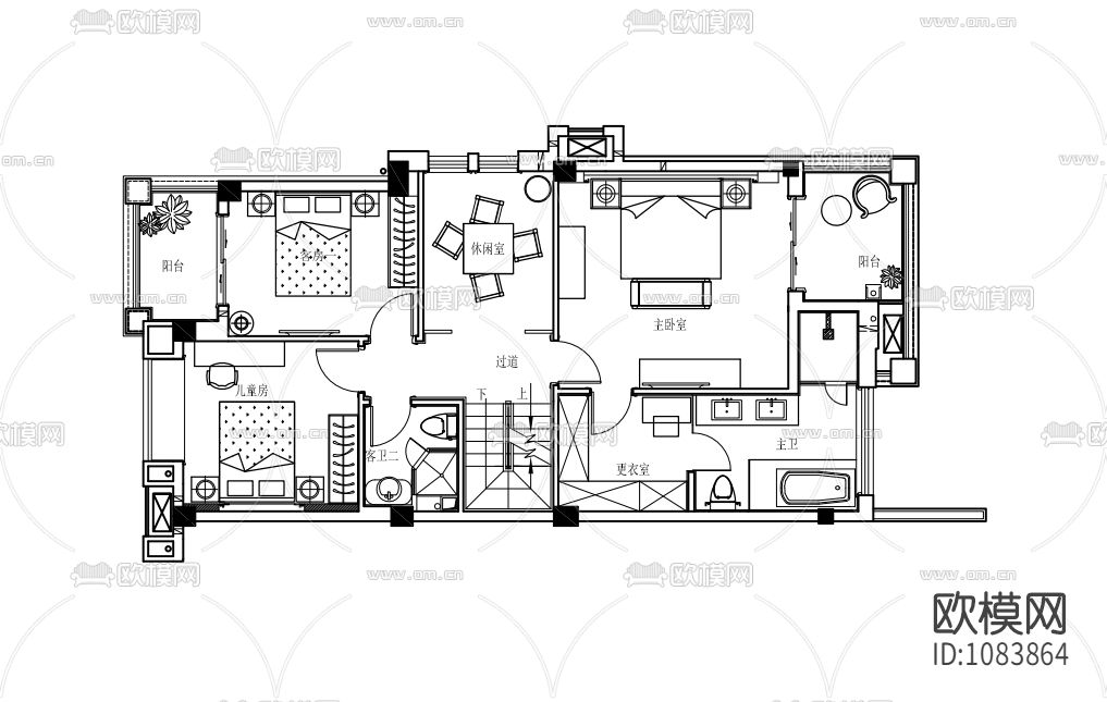 [福建]福州泰禾红裕样板房装饰设计施工图+实景拍摄下载（渲染图1）