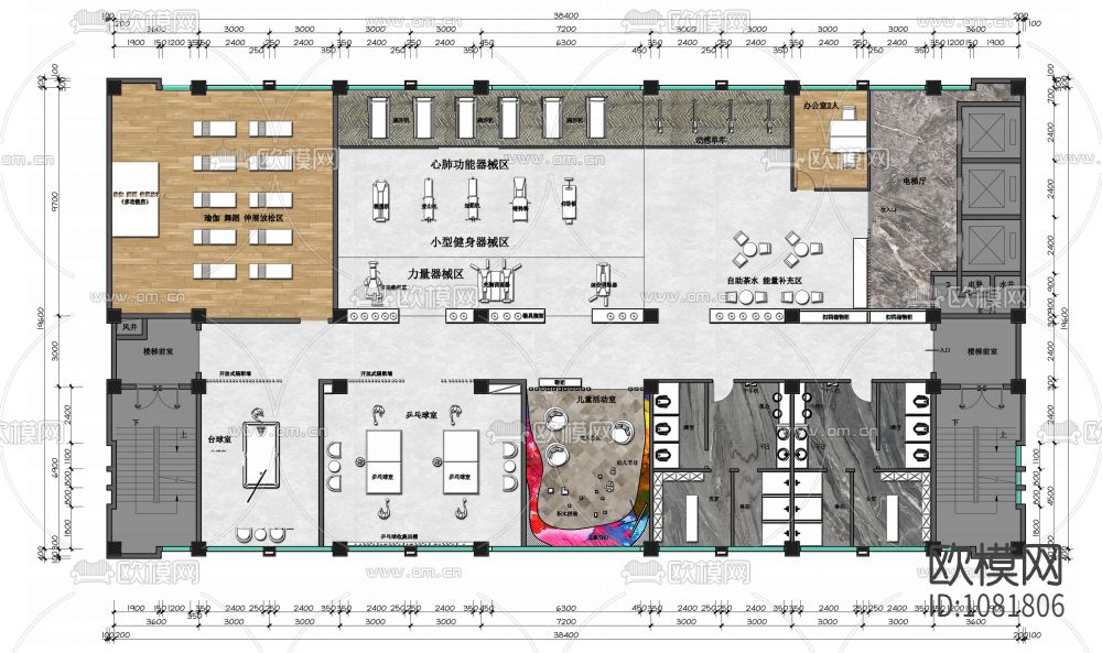 家属职工员工活动中心设计施工图下载（渲染图3）