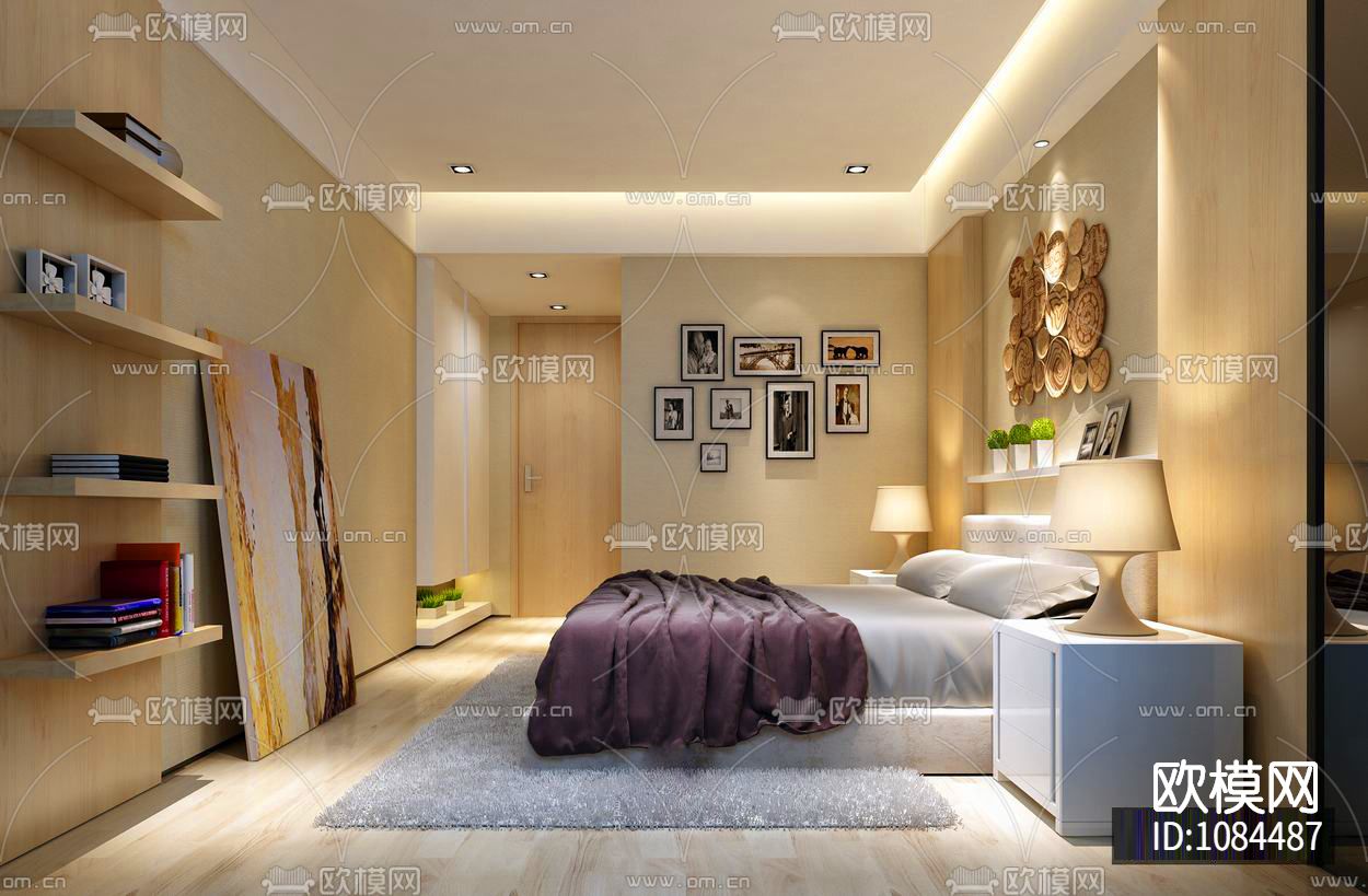 华日城市理想A2户型样板房装饰工程施工图下载（渲染图1）