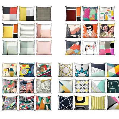  现代布艺抽象抱枕su模型 