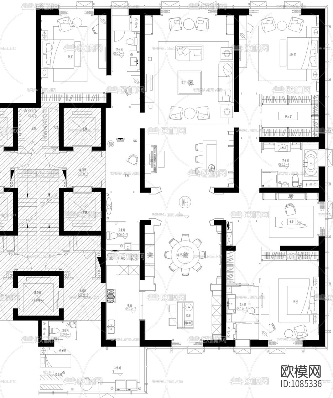 大连维多利亚公馆 D1户型样板间下载（渲染图1）