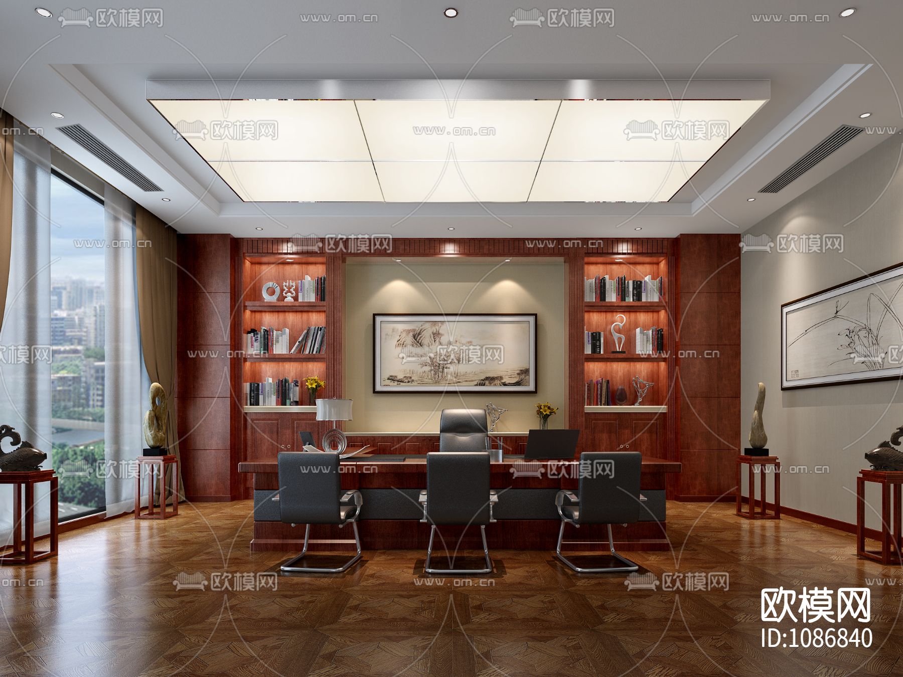 现代办公室设计施工效果图下载（渲染图8）