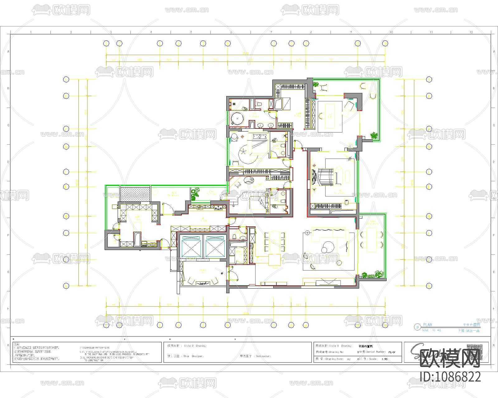 汤臣一品现代轻奢住宅施工图+效果图+3D模型下载（渲染图10）