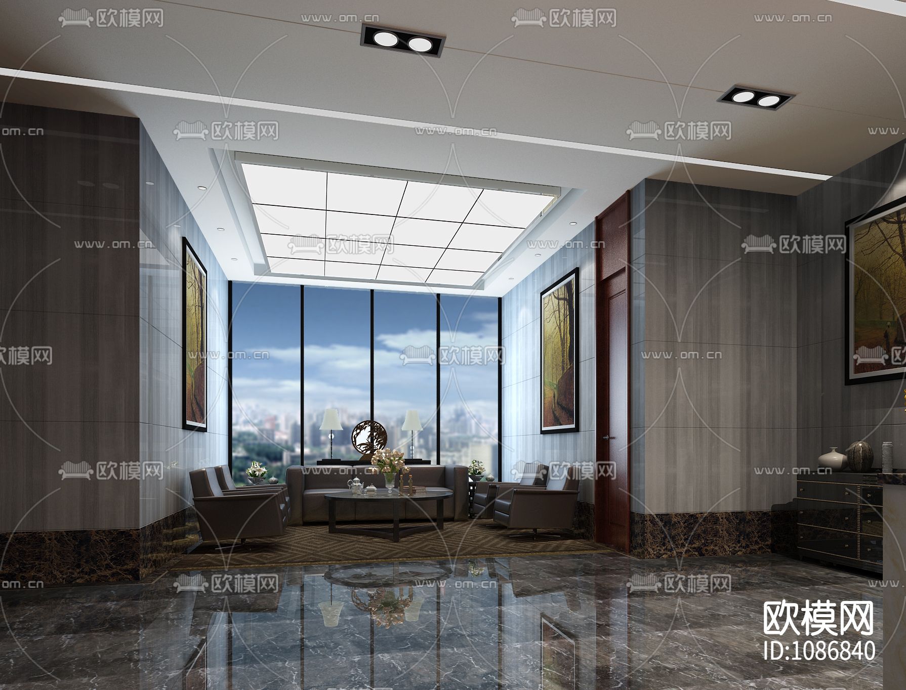 现代办公室设计施工效果图下载（渲染图10）