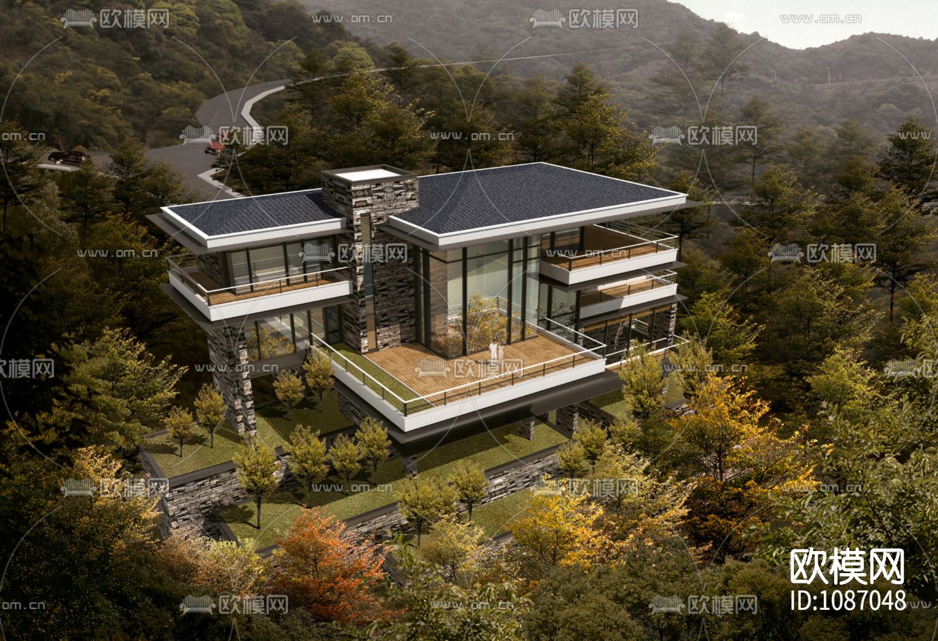 某度假别墅施工图效果图su模型