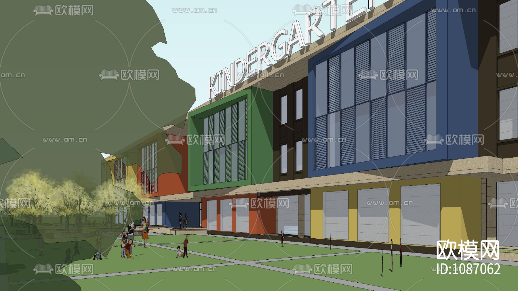 幼儿园校园施工图+效果图+SU模型下载（渲染图6）