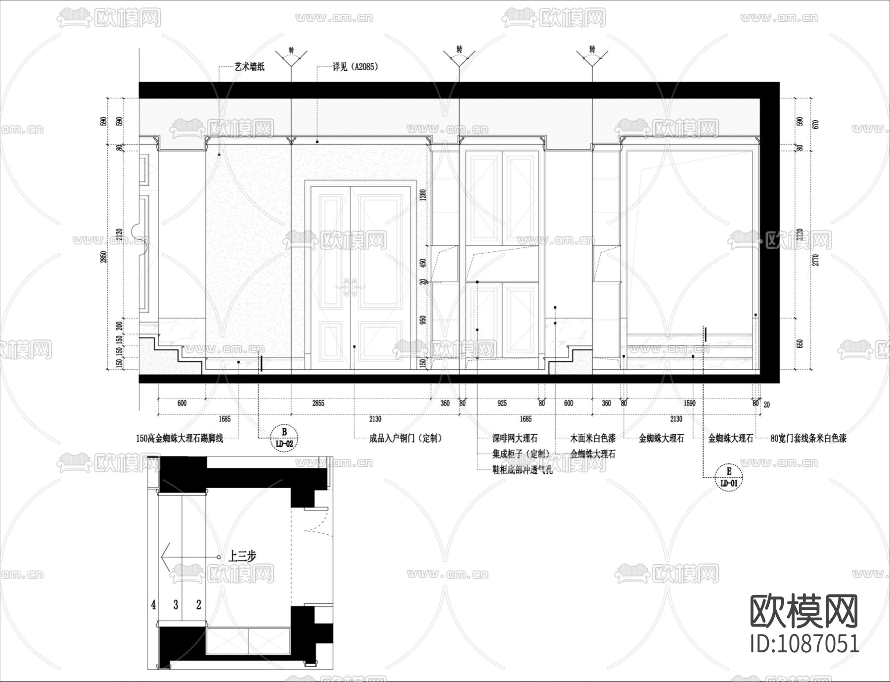 欧式风格豪华家装设计完整施工图设计+实景下载（渲染图3）