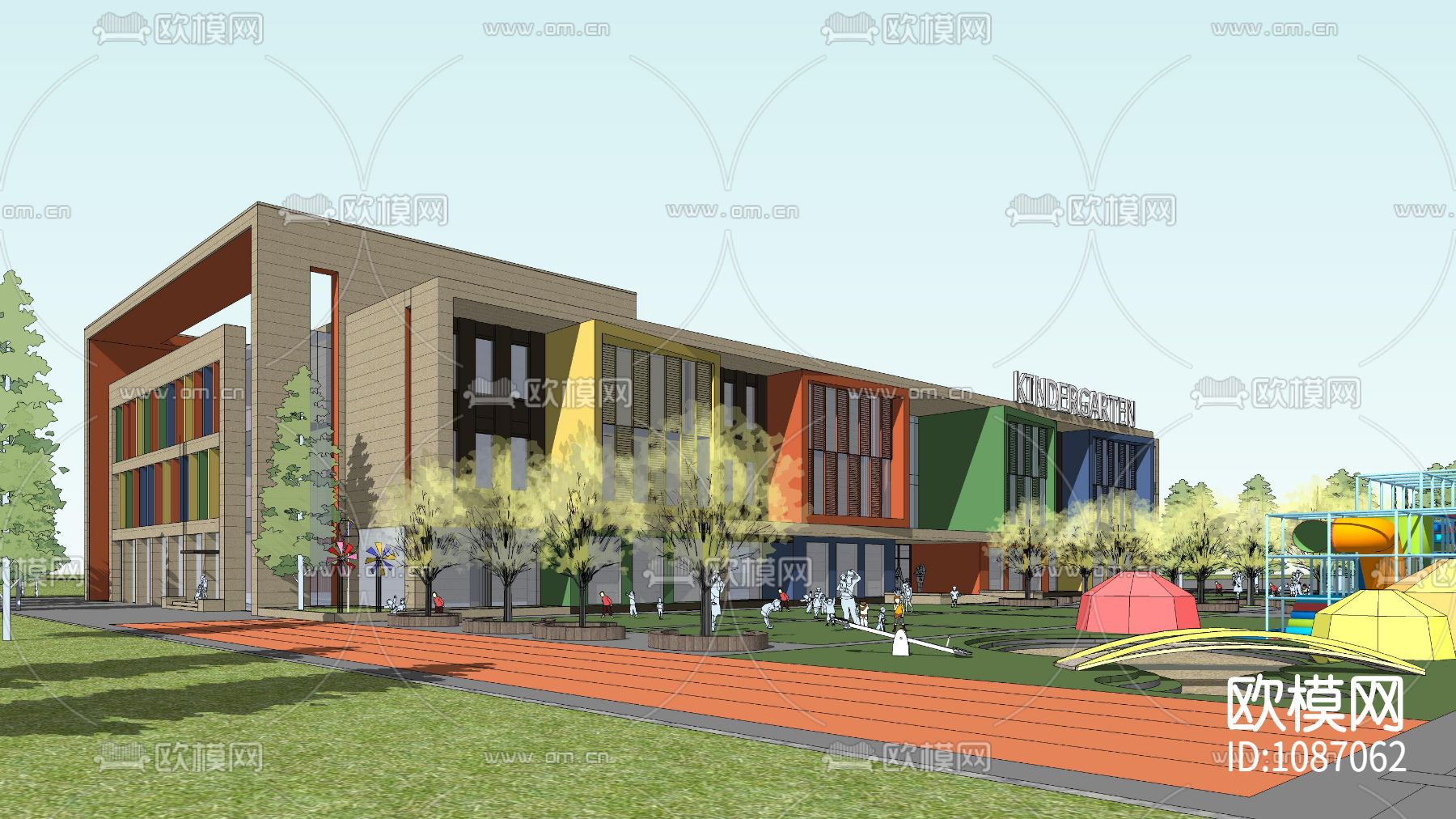 幼儿园校园施工图+效果图+SU模型下载（渲染图3）