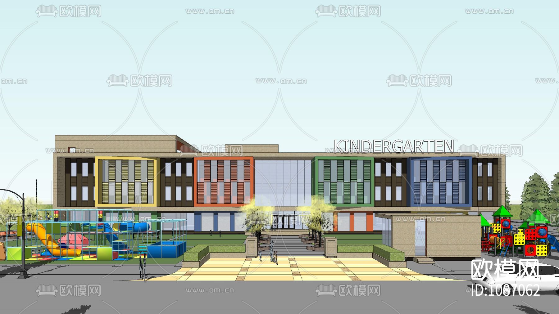 幼儿园校园施工图+效果图+SU模型下载（渲染图4）