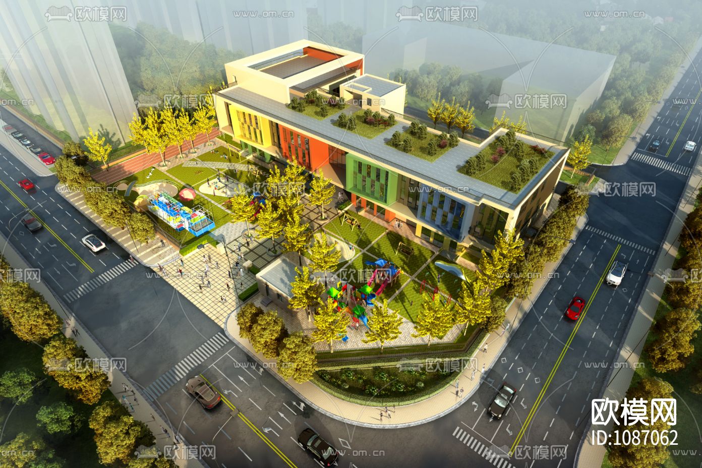 幼儿园校园施工图+效果图+SU模型下载（渲染图1）