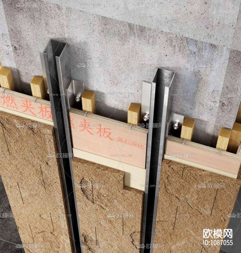 室内防火卷帘通用节点大样详图下载（渲染图3）