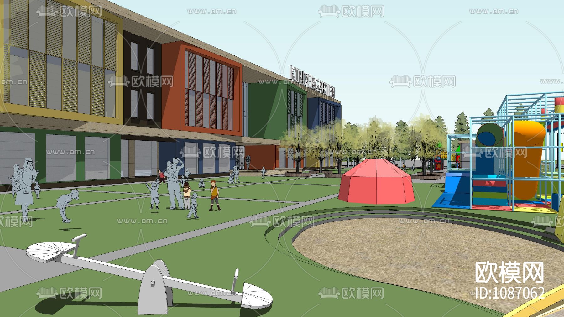 幼儿园校园施工图+效果图+SU模型下载（渲染图7）