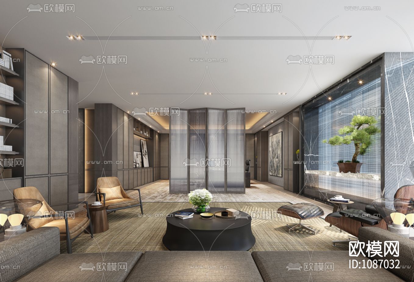 鸿荣源壹方中心办公层丨PPT效果图方案+施工图
