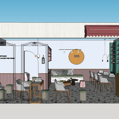  现代美甲店su模型 