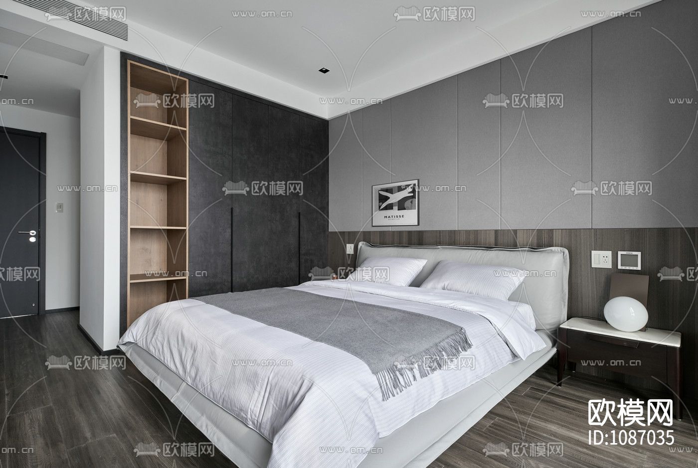 极简对白三居室住宅室内施工图+实景+3D模型下载（渲染图9）