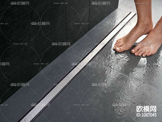 淋浴间隐藏式地漏通用施工图下载（渲染图8）