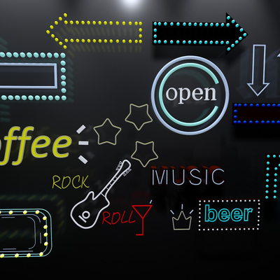  现代霓虹灯装饰灯su模型 