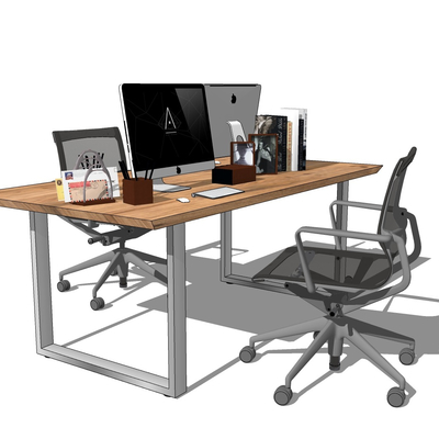  现代办公桌椅su模型 