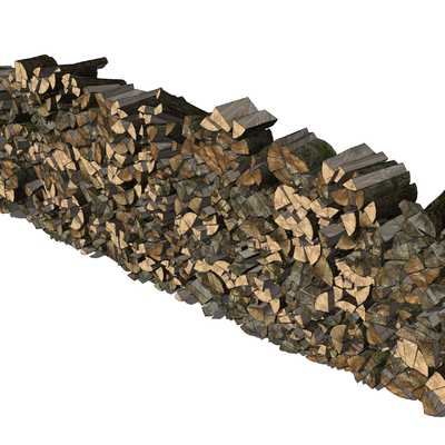  自然风木柴堆su模型 