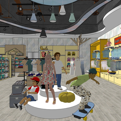  现代超市 母婴区su模型 