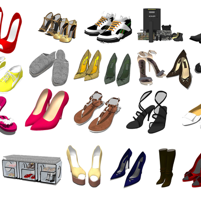  现代运动鞋凉鞋高跟鞋su模型 