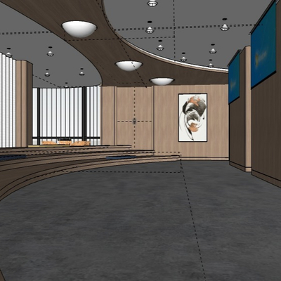  现代幼儿园会议厅su模型 