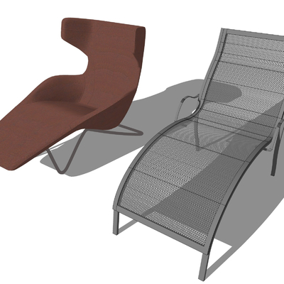  现代躺椅组合su模型 
