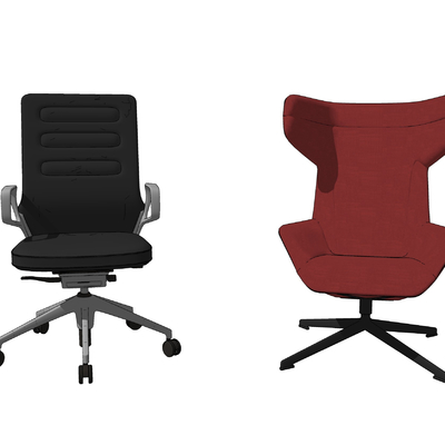  现代皮革办公椅大班椅su模型 