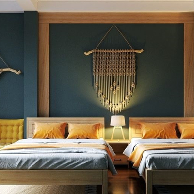  北欧酒店双床房su模型 