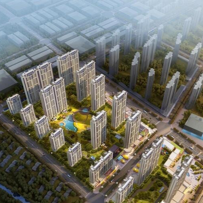  现代小区规划鸟瞰su模型 