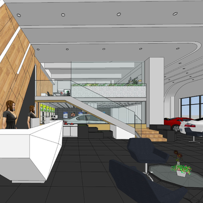  现代汽车4s店su模型 