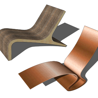  现代实木创意躺椅su模型 