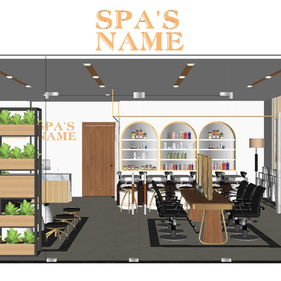  现代美容店su模型 