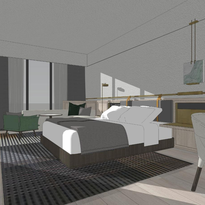  现代极简公寓su模型 