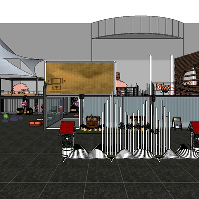  工业风酒吧su模型 