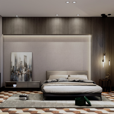 现代卧室主人房su模型