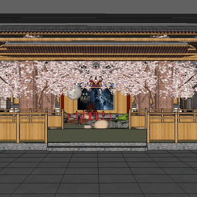  日式汗蒸浴场su模型 