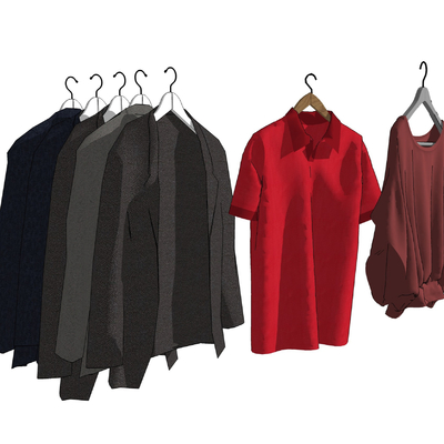  现代上衣衬衫西装su模型 