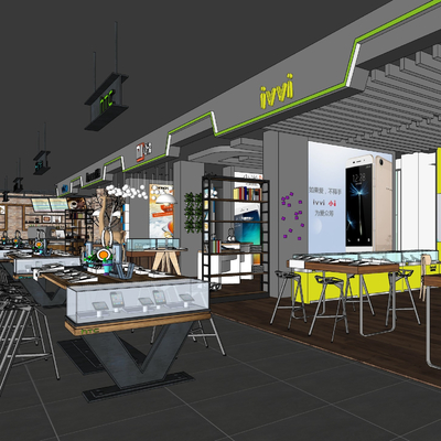  现代手机店su模型 