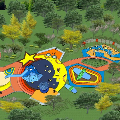  现代公园儿童游乐区su模型 