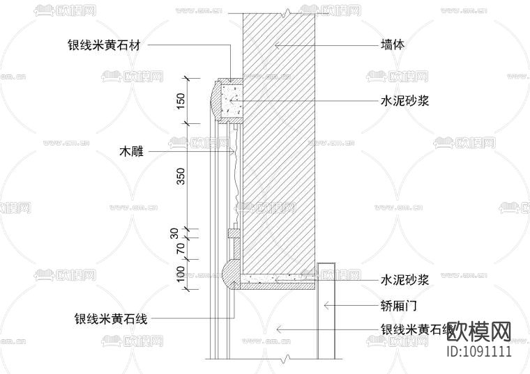 室内14套电梯间节点大样剖面详图